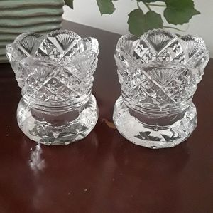 Pair of vintage crystal toothpick holders.